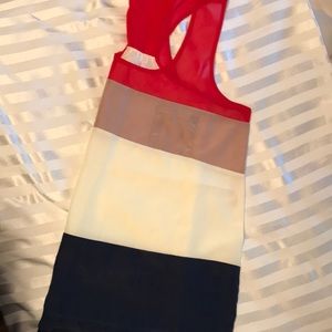 Red white and blue silk tank top